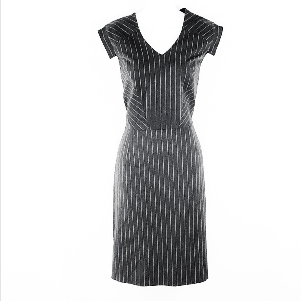 Antonio Melani charcoal gray pinstripe dress
